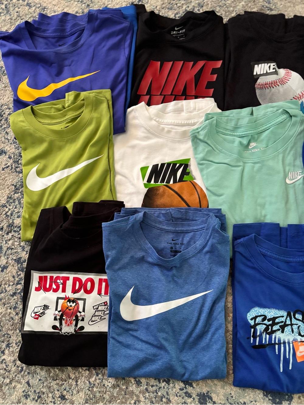Nike Kids' Short-Sleeve Logo T-Shirt - Blue, Green, White, Black
